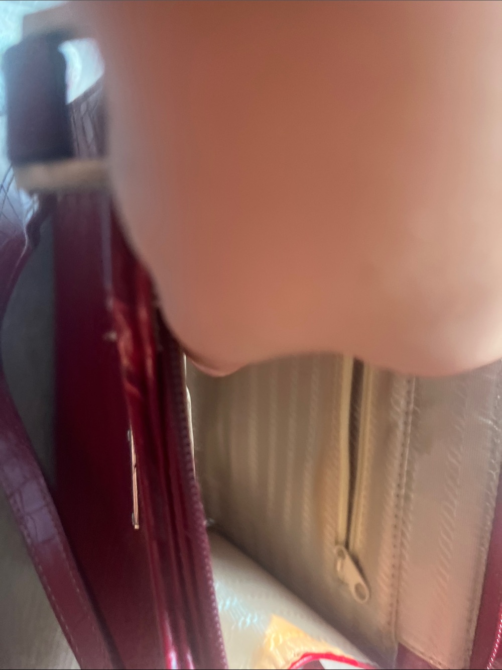 Prada Red Croc-Embossed Shoulder Bag with Triangle Logo - Picture 7 of 7